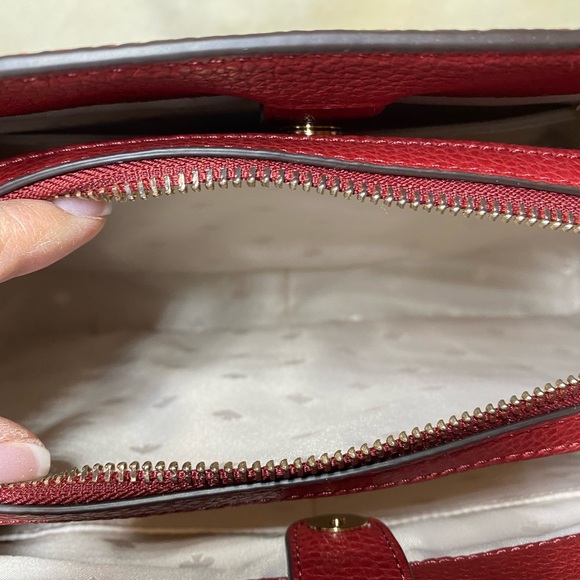 NWT! Kate Spade Leila Medium Triple Compartment Satchel Red Currant - Picture 7 of 8